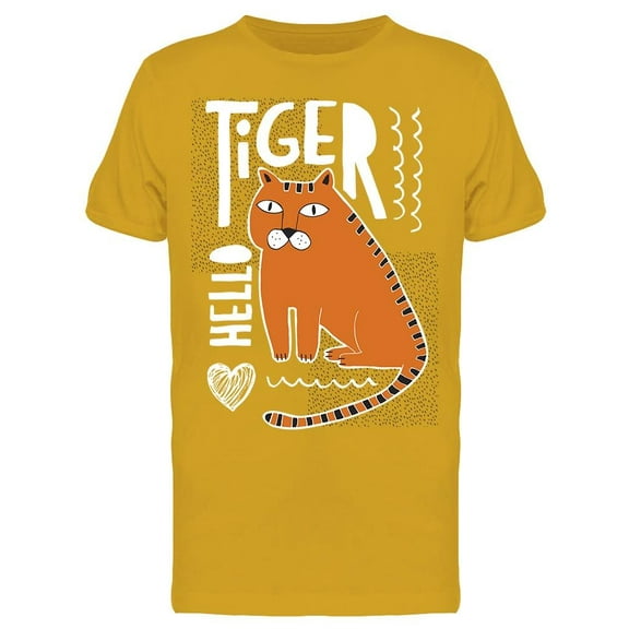 Hello Tiger Ginger Cat T-Shirt Men -Image by Shutterstock, Male Small