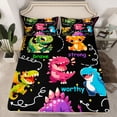thumbnail image 2 of jejeloiu 3D Cartoon Dinosaur Full Size Sheets,Multicolor Cute Dino Bed Sheets For Kids 4pcs, 2 of 7