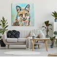 thumbnail image 2 of Modern Fox Blue Accent Animal Animals & Insects Painting Gallery Wrapped Canvas Print Wall Art, 2 of 7