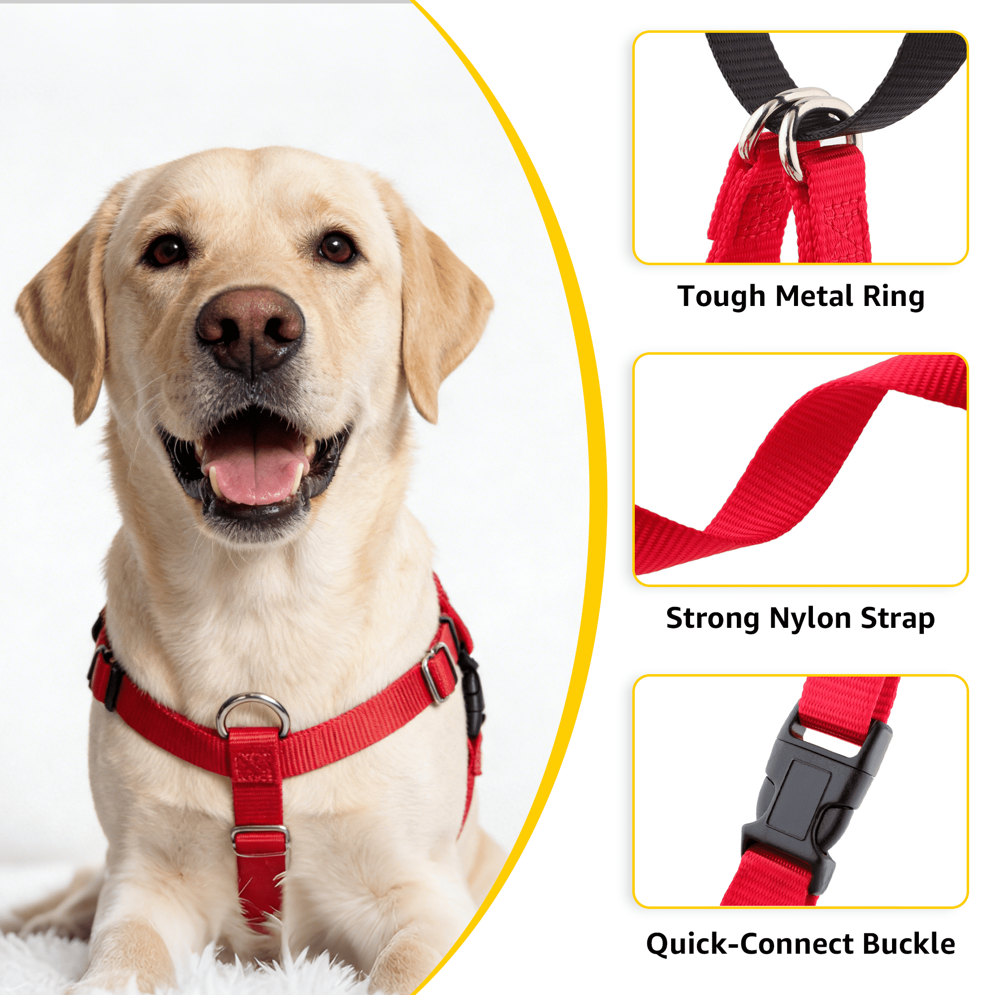 No-Pull Dog Harness and Leash Set, Front Clip Adjustable Vest with Handle for Control, Easy Walking Training(M,Red)