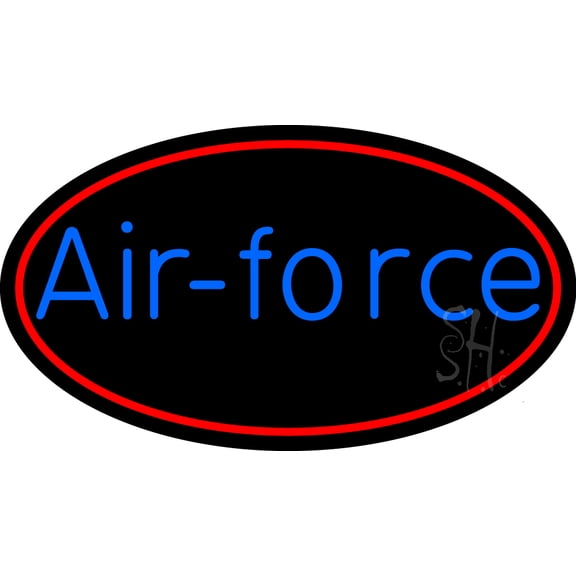 Air Force With Red Border LED Neon Sign 20 x 37 - inches, Black Square Cut Acrylic Backing, with Dimmer - Bright and Premium built indoor LED Neon Sign for Defence Force.