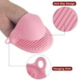 thumbnail image 4 of 2pack Thickened Mini Oven Gloves Heat Resistant Silicone Oven Mitts Finger Pot Holder Pink, 4 of 6