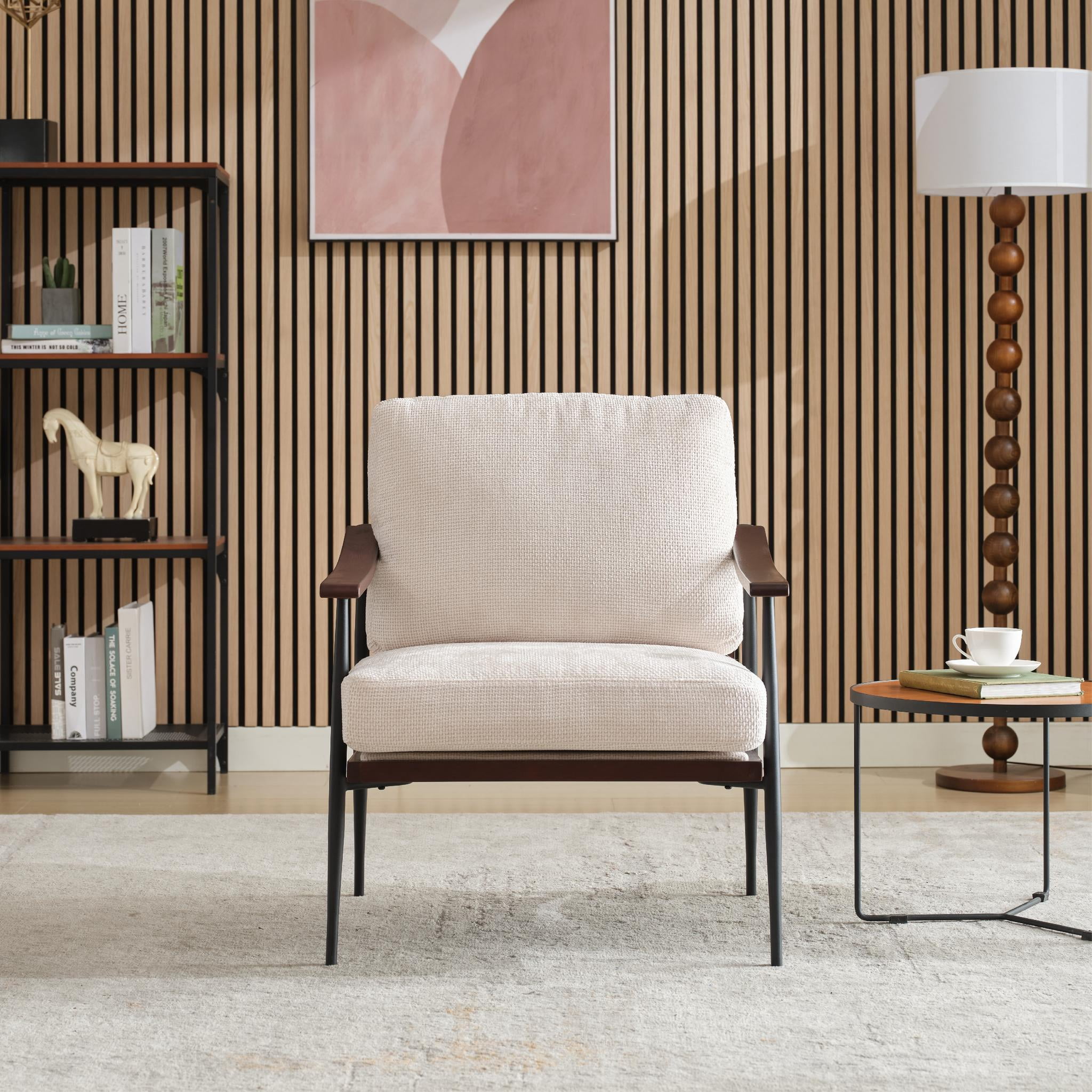 Howcool Sling Accent Chair, Comfy Vanity Chair with Removable Cushion and Storage Bag for Living Room, Bedroom, Office