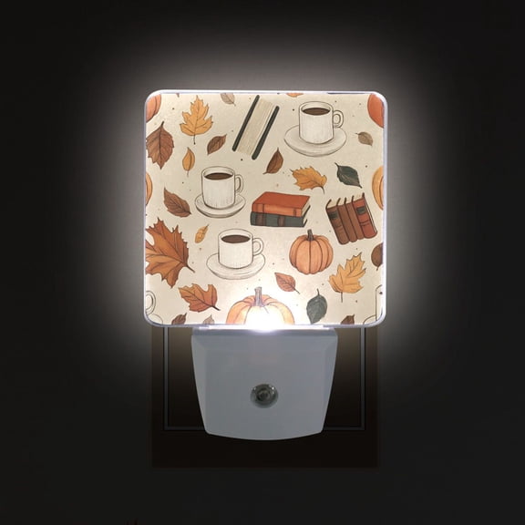 Yayeee LED Plug in Night Light for The Home with Auto Dusk to Dawn Light Sensors, 2 Pack, Fall Book