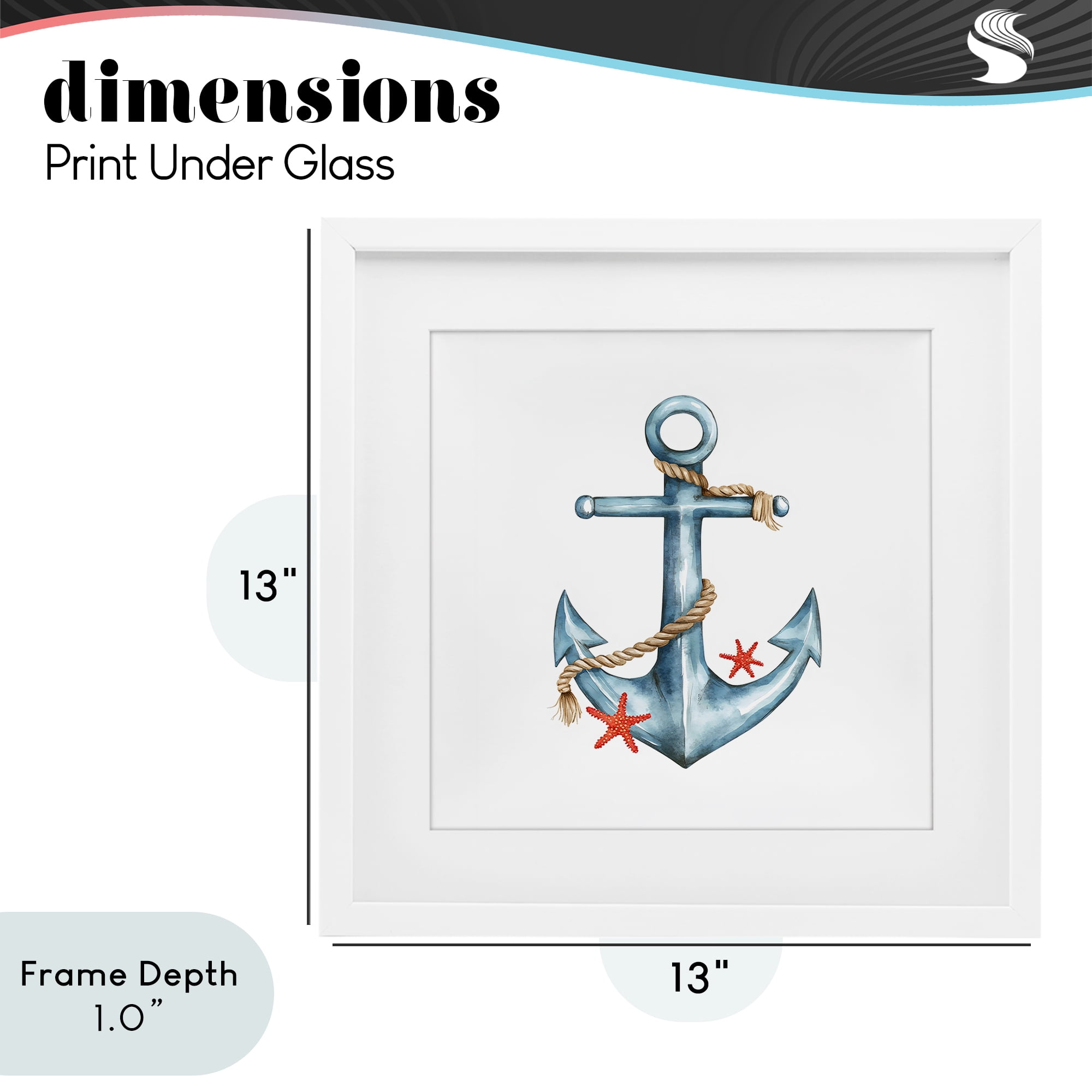 Stupell Industries Cute Sailor Anchor with Starfish White Framed Print Under Glass, design by LSR Design Studio