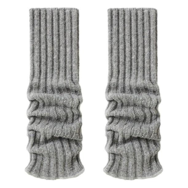 Qarigey Calentadores de piernas tejidos a la moda, se mantienen cálidos y elegantes durante todo el invierno, calcetines largos de ganchillo Medias Blanco