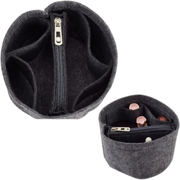 Felt Purse Organizer Insert Black (Round 5.1x4.65in) Materials Efficient Storage Practical Design