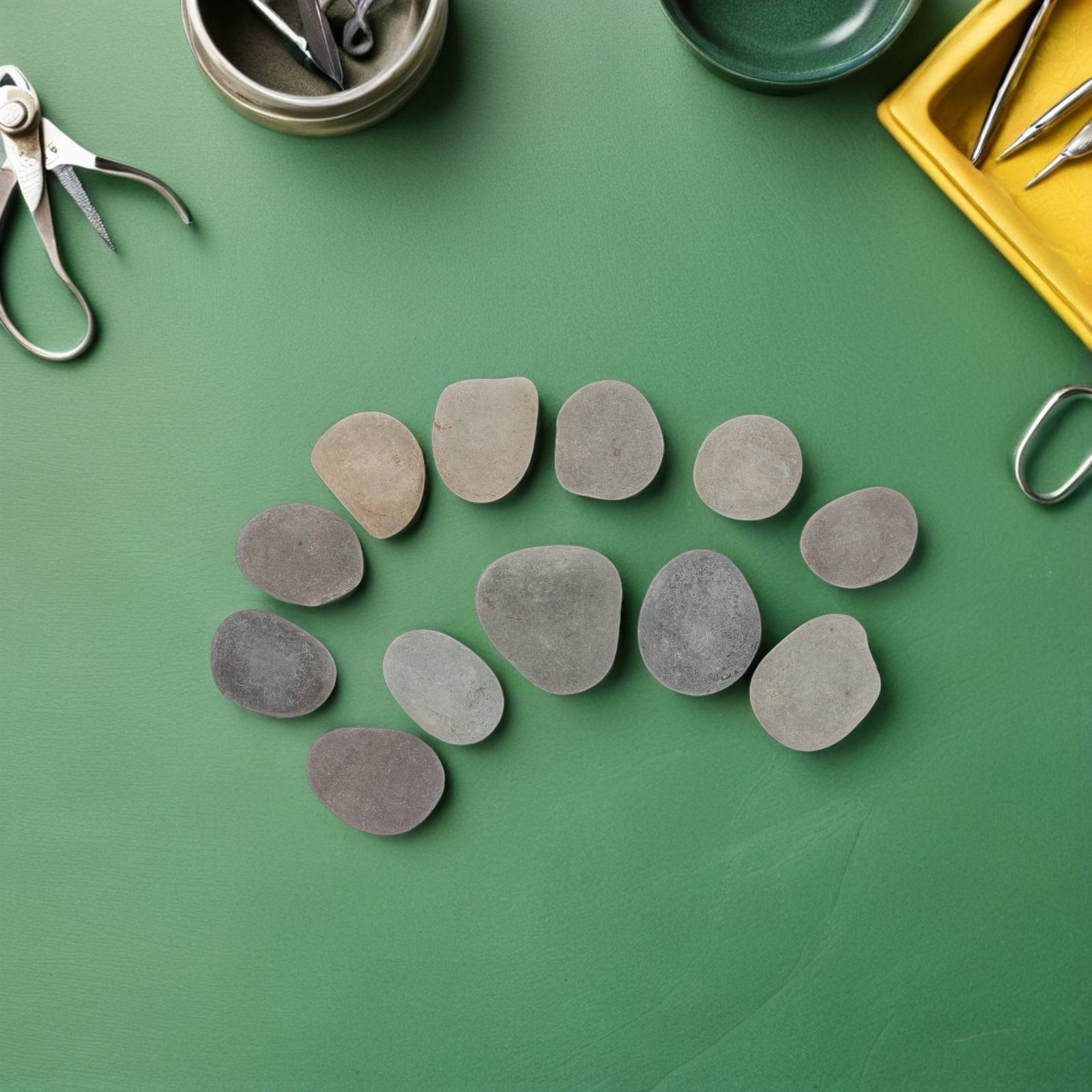 LOLIPPYY 12Pcs Natural Flat River Rocks for Painting Large Smooth Stones Suitable for Art Classes and Crafts