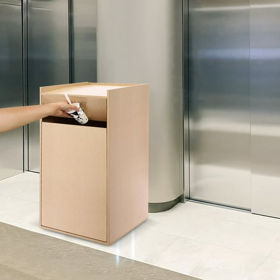Modern Wood Color Trash Can, Commercial Trash Can, Trash Can Cabinet For restaurants, cafeterias, food courts, schools