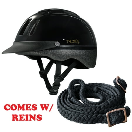 Horse Riding Helmet - Lrg Troxel Sport The Original Schooling Horse Riding Helmet Black W/ Reins