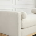 thumbnail image 4 of 53.5"W Vintage Bench with Wood Legs & Velvet Upholstery, Bolster Pillows Ottoman for Bedroom End of Bed, Living Room & Entryway Seating, Ivory Fabric Design, 4 of 6