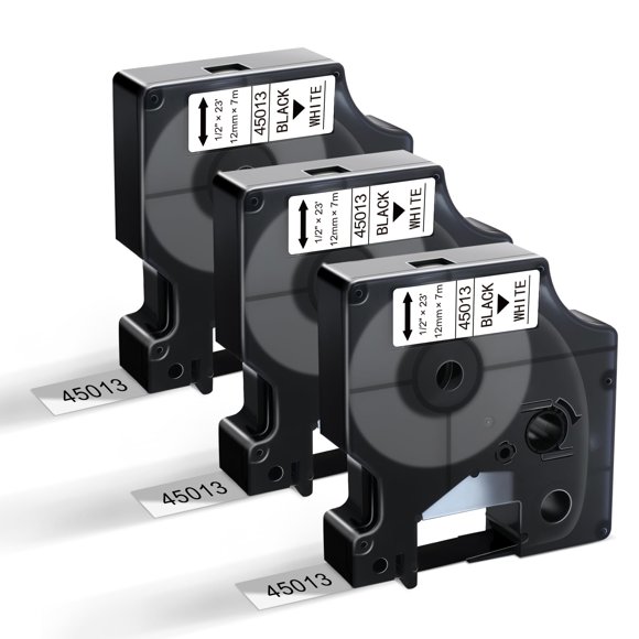 Cinta para etiquetas BEYONDTEK 45013 12 mm x 7 m, negro sobre blanco, paquete de 3