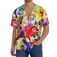 thumbnail image 7 of Lsque Mario print Men's Cuban Collar Short Sleeve Shirt Summer Beachwear Casual Button Down Fashionable Vacation Leisure Shirt-Large, 7 of 7