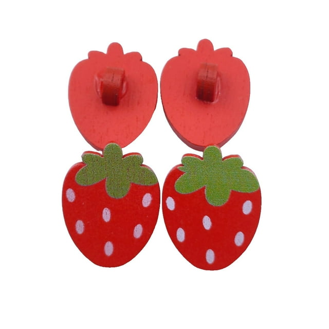 50 Pieces Strawberry Buttons Crafts Accessories Sewing Fastener Embellishments Kids DIY Button for Scrapbooking Shoes Making Red