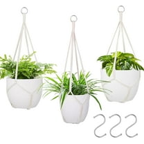 3 Pack Macrame Plant Hangers with 3 Hooks Flower Pot Hanger Cotton Rope Plant Hangers Indoor Outdoor Plant Holder for Home Decorations, Different Size, POTS NOT Included