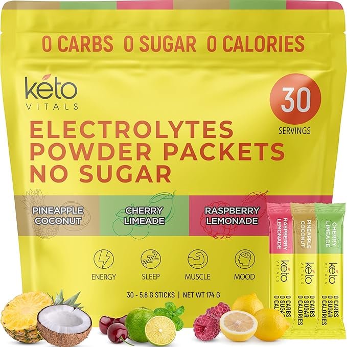 Keto Vitals Keto Electrolyte Powder Packets for Hydration Tropical Assorted 30 Packets