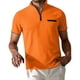 thumbnail image 2 of Blusa y camisa de cuello alto de manga corta para hombre, blusa informal de verano a la moda de color liso con cuello alto y cremallera, blusa/camiseta para hombre., 2 of 3