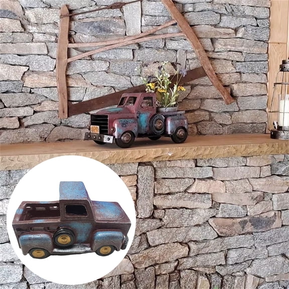HBBKVI Spring Summer Large Farmhouse-Truck, Vintage Rust Truck Decor WithFlowers Farmhouse-Table Decor Room Decor Desk Decor