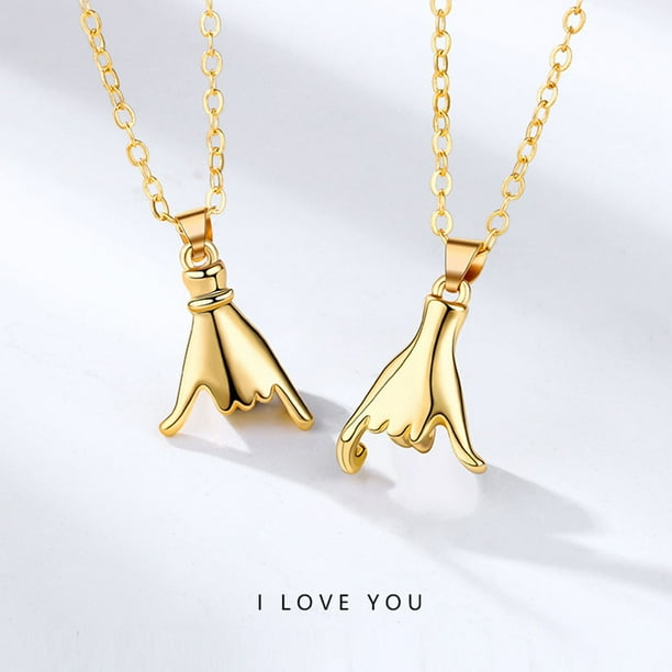 HOTYA Pinky Promise Necklace Couple Hold Hands Pendant Valentines Day Anniversary Gift