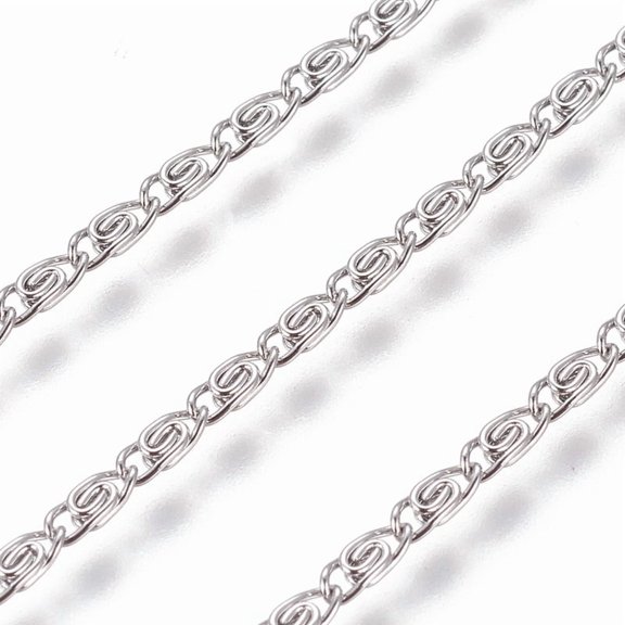 Tarnish Resistant 304 Stainless Steel Lumachina Chains with Spool Unwelded Stainless Steel color 1.8mm Link: 4.5x1.8x1mm about 82.02 Feet(25m)/roll