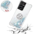 thumbnail image 3 of Samsung Galaxy S21 Ultra 5G 6.8" Case,Creativity Clear Quicksand Glitter Flowing Liquid Floating Soft TPU Case w/Stand Bling Diamond Sparkle Phone Cover for Galaxy S21 Ultra  Silver, 3 of 7