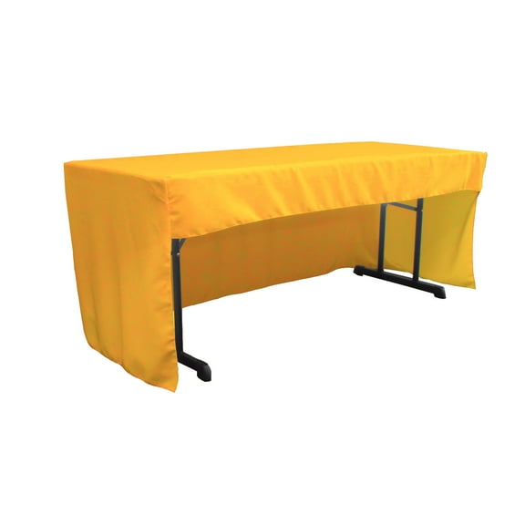 LA Linen TCpop-OB-fit-72x30x30-YellowDrkP47 1.95 lbs Open Back Polyester Poplin Fitted Tablecloth, Dark Yellow