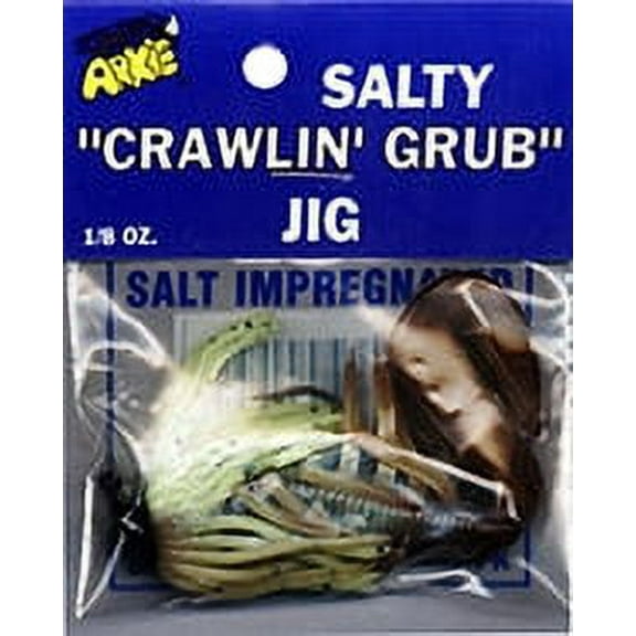 Arkie Lures Salty Crawlin' Grub Plastic Jig, Color Brown & Chartreuse