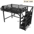 thumbnail image 5 of Bellemave Twin Loft Bed with Stairs and Wardrobe,Metal Loft Beds with Storage and LED Light,Heavy Duty High Loft Bed Twin with USB Ports, Noise Free, Black, 5 of 7