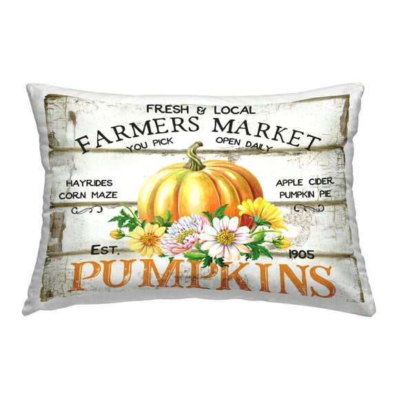 Stupell Industries Rustic & Floral Farm Market Decorative Printed Throw Pillow, 14 x 20