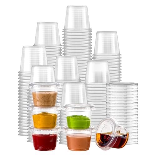 Fit Meal Prep 1250 Pack 1 oz Jello Shot Cups with Lids, Disposable Souffle Portion Cups for Sauce