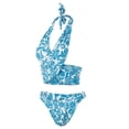 thumbnail image 3 of Aligament Swimsuit Bikini Sets For Womens Simple Printed Cross-Neck Split Bikini, 3 of 9