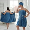 thumbnail image 3 of SEISSO Top-Tier & Premium Ultra-Thick Oversized Bath Skirt Wrap Bathrobe with Hair-care Drying Cap Super Absorbent Easy to Wear Fits All Women White XXXL-XXXXXL, 3 of 7