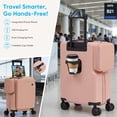 thumbnail image 4 of TABU Carry On Luggage with Side Bag, Front Opening Suitcase with Cup Holder & Phone Mount, USB & Type-C Port, TSA Lock, Phone Mount, Pink, 4 of 8