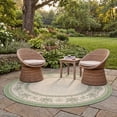 thumbnail image 3 of Safavieh Courtyard Eva Oriental Indoor/Outdoor Area Rug, Natural/Olive, 6'7" x 6'7" Round, 3 of 10