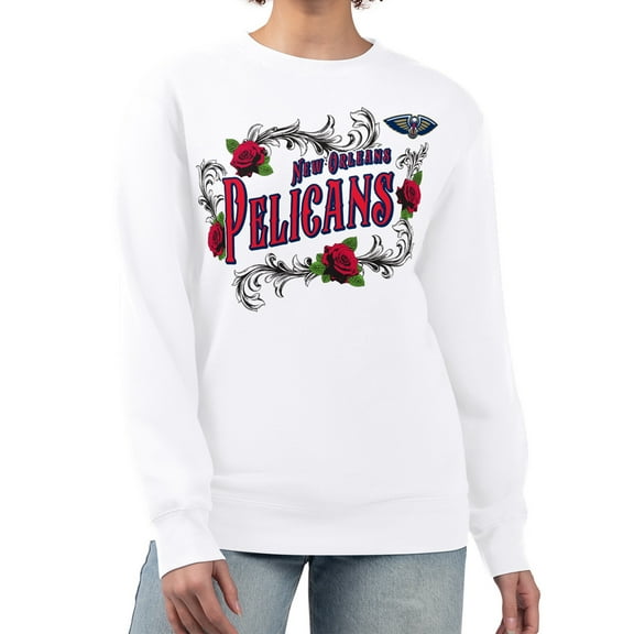 Women's G-III 4Her by Carl Banks White New Orleans Pelicans Roses Fleece Tri-Blend Sweatshirt