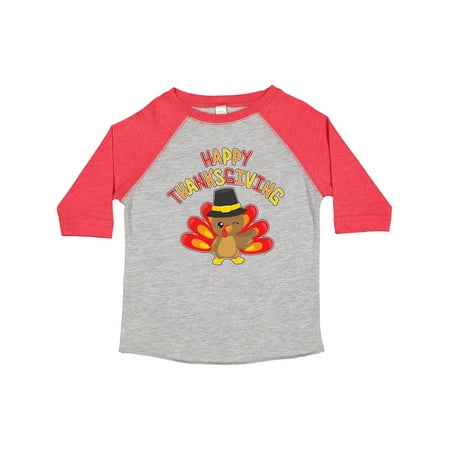 

Inktastic Happy Thanksgiving- Cute Turkey in Pilgrim Hat Gift Toddler Boy or Toddler Girl T-Shirt