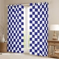 thumbnail image 2 of Homewish Geometric Plaid Curtains Pack of 2 (42x84 Each) For Teens Boys Girls,Blue White Curtains Blackout,Vintage Aesthetic Bedroom Curtains,Super Cozy Room Decor, 2 of 6