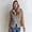 Khaki, variant on Hooded Jacket For Women Faux Suede Fabric With Denim Patchwork Short Outer Layer Zip Button Front Drawstring Relaxed Fit Outerwear