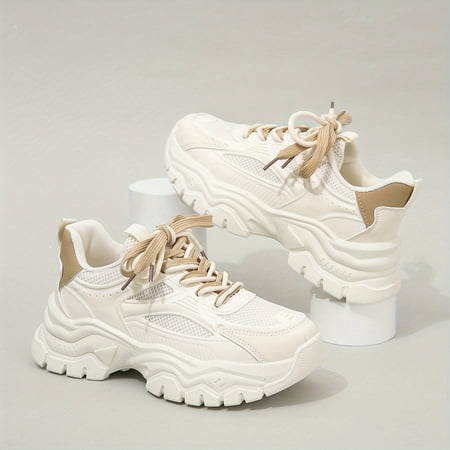 

ZNGYXN Platform Mesh Sneakers Lace Up Low-top Round Toe Heightening Outdoor Shoes Versatile Comfy Sporty Shoes