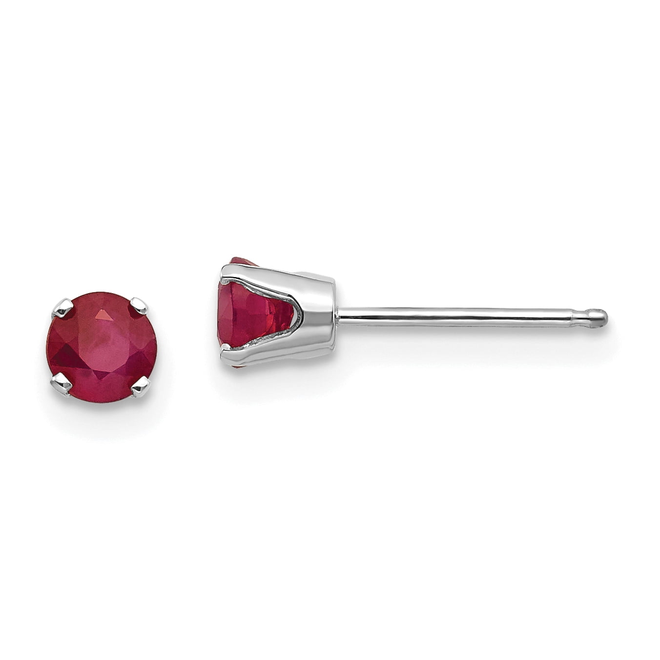 Earring Birthstone 14k White Gold 4 Mm Round Prong July Birthstone Ruby Post Stud Earrings Walmart Com Walmart Com