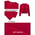thumbnail image 6 of Chiclily Women's 3/4 Sleeve Open Front Cardigan Red L Lightweight V-Neck Cropped Bolero Shrug Sweater for Women, 6 of 8