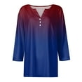thumbnail image 4 of JULMCOMO 3/4 Sleeve Shirts for Women 2024 Button-Down Tunic Trendy Tops V Neck Gradient Print T-Shirts Three Quarter Sleeve Loose Tshirt, 4 of 5