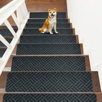 8x30 Inch Non-Slip Stair Treads, Self-Adhesive Carpet Mats for Indoor Stairs, Washable Polyester Runner with Reusable Adhesive, Easy to Clean, Gray/Black/Beige/Brown Options