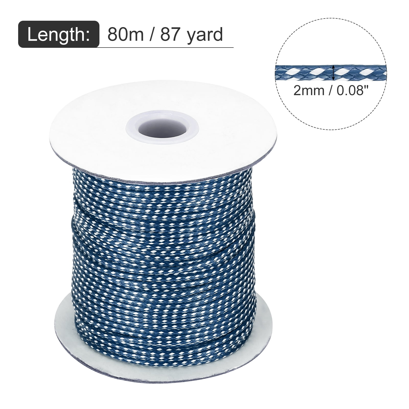 Waxed Cord 2mm Waxed Thread 87 Yard Wax String Leather Cord for Bracelet Making, Necklaces, Beading, Jewelry Making and DIY Crafts(Dark Blue/White)