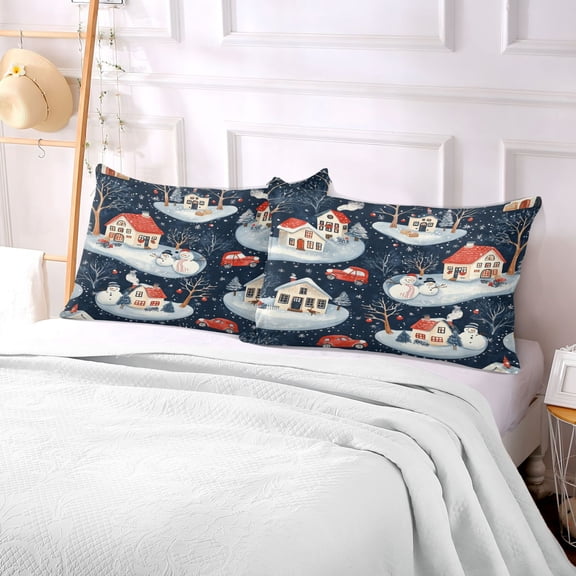 Pillow Case Plush Pillow Winter House Pattern Case standard size/King size/Queen size Bed Pillow Pillowcases