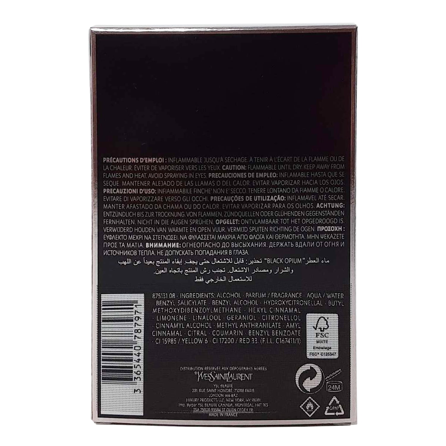 Black Opium by Yves Saint Laurent, 3 oz Eau De Parfum Spray for Women 