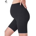 thumbnail image 5 of PULLIMORE Womens Maternity Yoga Shorts Over the Belly Workout Running Active Pregnant Short Pants with Pockets (M, Black), 5 of 8