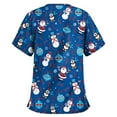thumbnail image 2 of Puntoco Blusa de manga corta con cuello en V para mujer, uniforme de trabajo, blusa de Acción de Gracias de Navidad Puntoco Puntoco-5340, 2 of 3