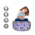 thumbnail image 2 of Moon Storage Toy Bag Chair, Themed Pattern with Moon Stars Dots Cartoon Style Night Sky, Stuffed Animal Organizer Washable Bag, Large Size, Lavender and Yellow, by Ambesonne, 2 of 3