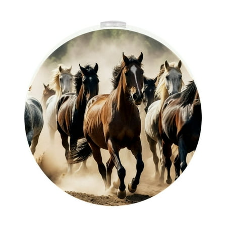 

Night Light Night Lights Plug into Wall Dusk to Dawn Sensor White Led Night Light 2 Pack Nightlight for Bedroom Bathroom Hallway Kitchen Flock of Brown Horses